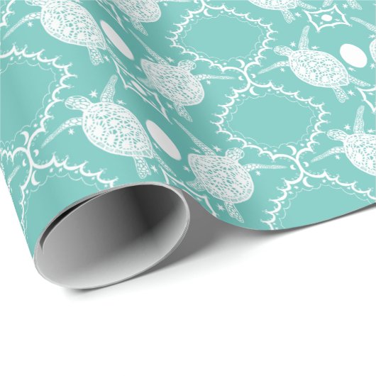 Zee Turtles Tortoise Moons Ocean Pattern Gift Cadeaupapier (Rol Hoek)