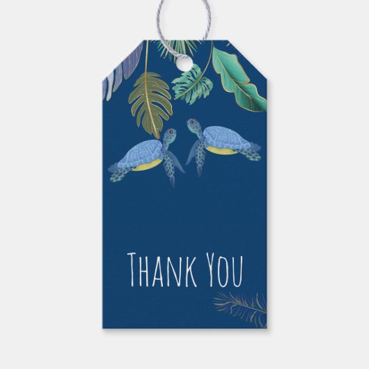 Zee Turtles Weddenschap Blue Yellow Gift Labels Cadeaulabel (Voorkant)