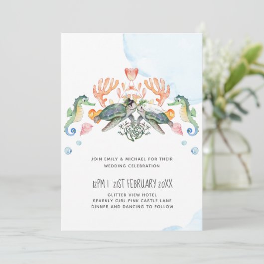 Zee Turtles Weddenschap met bride en bruin (Staand voorkant)