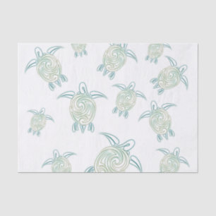 Zee Turtles White Green Pattern Tissuepapier