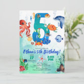 Zee uitnodiging voor 5e verjaardag (Staand voorkant)