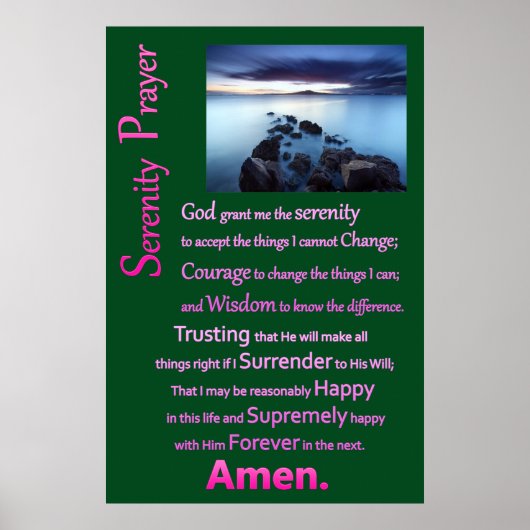 Zee Uitzicht De Serenity Prayer Poster (Voorkant)