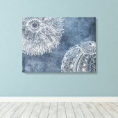 Zee Urchin Waterverf Oceaan Marine Blauw Wit Poste Canvas Afdruk (Insitu (Houten vloer))