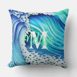 Zee van Blauwe Monogrammed Kussen