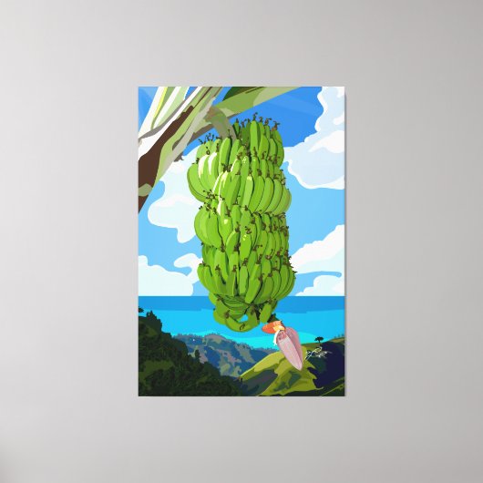 Zee van de groene Bananas Blue Mountain Canvas Afdruk (Voorkant)