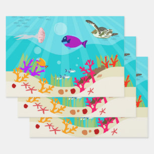 Zee van de Kleurrijke Oceaan Kinderen Inpakpapier Vel