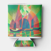 Zee van groen met Cubistische Abstracte junks Blikjeskoeler (Voorkant)