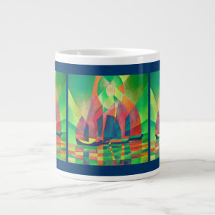 Zee van groen met Cubistische Abstracte junks Grote Koffiekop