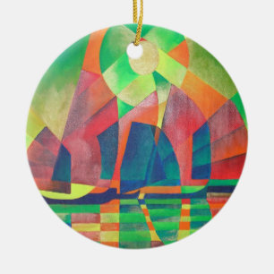 Zee van groen met Cubistische Abstracte junks Keramisch Ornament