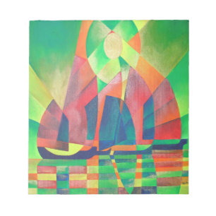 Zee van groen met Cubistische Abstracte junks Notitieblok