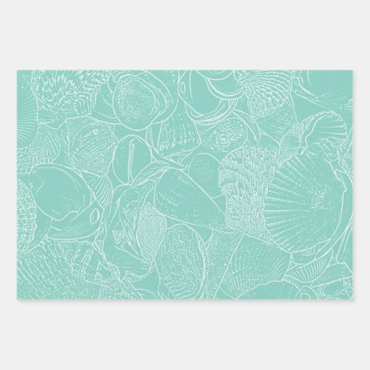 Zee van kuststrand Shell Blauwgroen groen wit ontk Inpakpapier Vel (Voorkant 2)