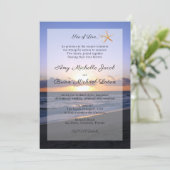 Zee van Liefde | Beach Sunset Starfish Weddenschap Kaart (Staand voorkant)