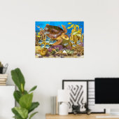 Zee van Loggerhead over rif Poster (Thuiskantoor)