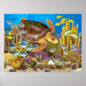 Zee van Loggerhead over rif Poster (Voorkant)