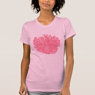 Zee-ventilatorkoraal in diepkoraalroze t-shirt