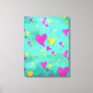 Zee Vol Met Hartjes Waterverf Schilderij Canvas Afdruk