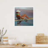 Zee vooraan - Vrouw bij strand Poster (Keuken)