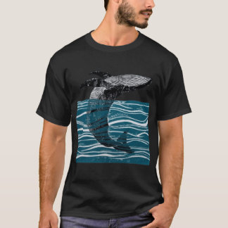 zee walvis springt walvis in blauwe golven grappig t-shirt