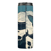 Zee walvissen Ocean Nova Scotia Linocut Tea Coffee Thermosbeker (Achterkant)