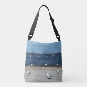 zee, water, zeemeeuw, vogel, reizen, blauw, lucht, crossbody tas