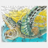 Zee  Waterverf Kaart wit Fleece Deken (Voorkant (Horizontaal))