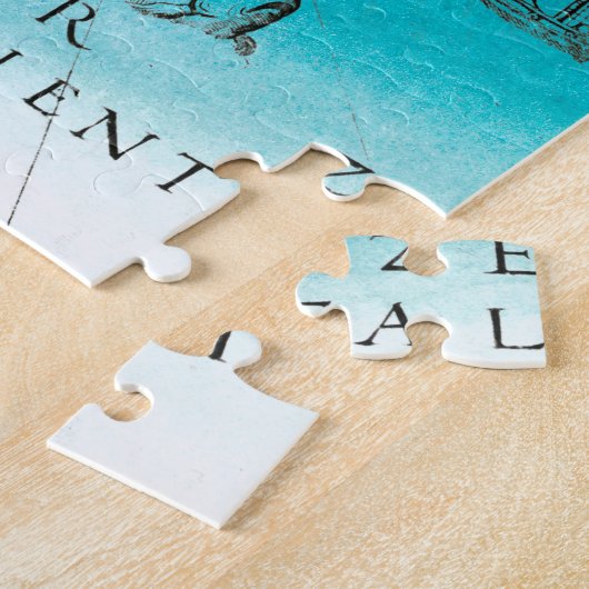 Zee Waterverf Kaart wit Legpuzzel (Zijkant)