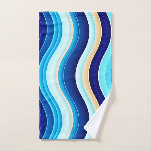 Zee Wave Zachte Waterverf Abstract Patroon Bad Handdoek (Handdoek)