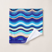 Zee Wave Zachte Waterverf Abstract Patroon Bad Handdoek (Wasdoekje)