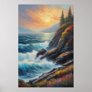 Zee Waves Dansen op Rocky Shores Poster