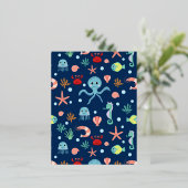 Zee wereld folie uitnodiging briefkaart (Staand Voorkant)