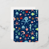 Zee wereld folie uitnodiging briefkaart (Voorkant / Achterkant)