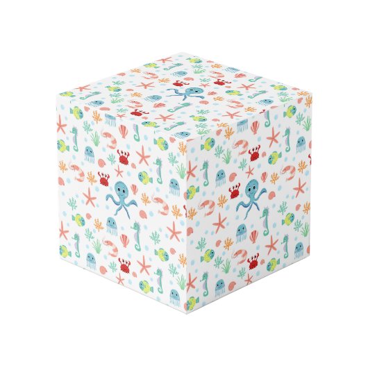 Zee wereld patroon kubus (Voorkant hoekig)