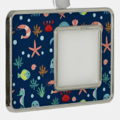 Zee wereld verzilverd kader ornament (Rechts)