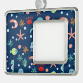 Zee wereld verzilverd kader ornament (Links)