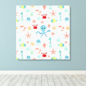 Zee Wereldpatroon Canvas Afdruk (Insitu (Houten vloer))