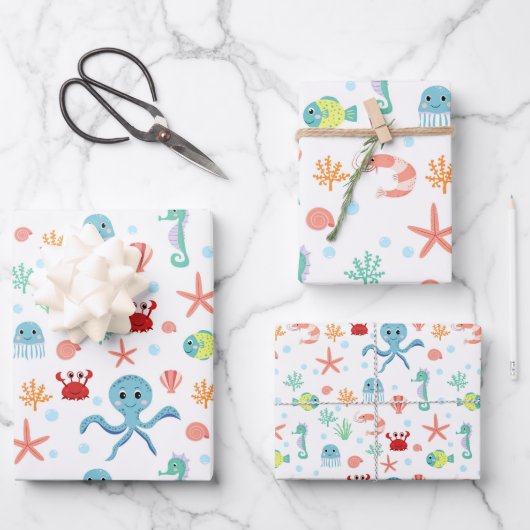 Zee Wereldpatroon Inpakpapier Vel (Voorkant)