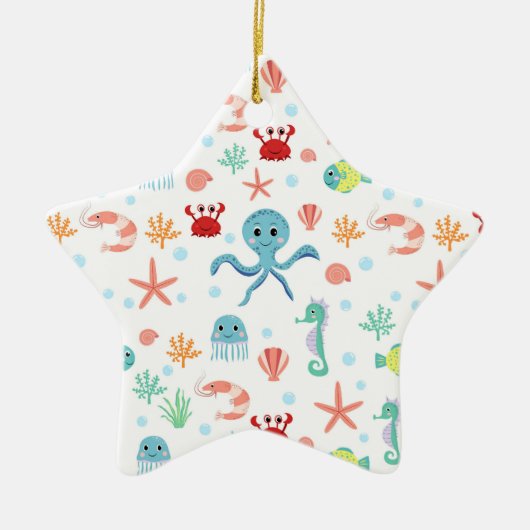 Zee Wereldpatroon Keramisch Ornament (Voorkant)