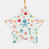 Zee Wereldpatroon Keramisch Ornament (Achterkant)