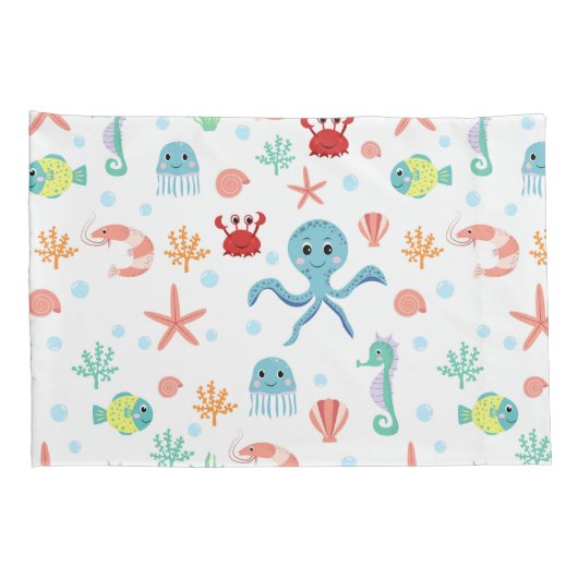 Zee Wereldpatroon Kussensloop (Achterkant-Rechts)