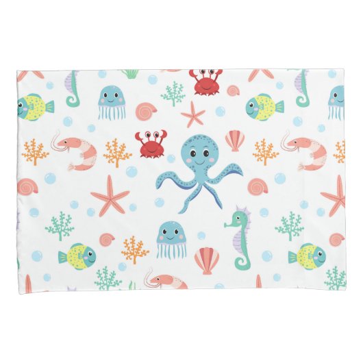 Zee Wereldpatroon Kussensloop (Voorkant-Rechts)