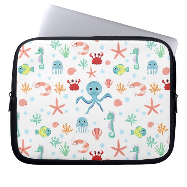 Zee Wereldpatroon Laptop Sleeve (Voorkant)