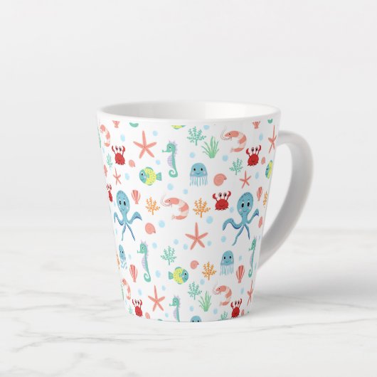 Zee Wereldpatroon Latte Mok (Rechterhoek)