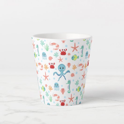 Zee Wereldpatroon Latte Mok (Voorkant)