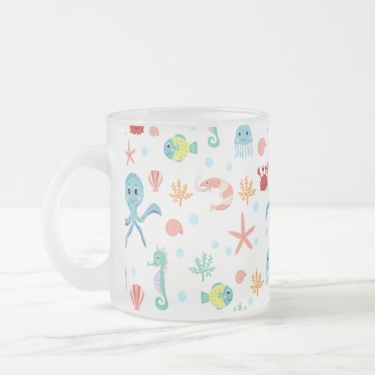 Zee Wereldpatroon Matglas Koffiemok (Links)