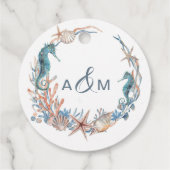 Zee Wreath | Beach Seahorse Shells Dankuwel Bedankjes Labels (Achterkant)