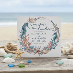 Zee Wreath   Waterverf Beach Weddenschap Save The Date