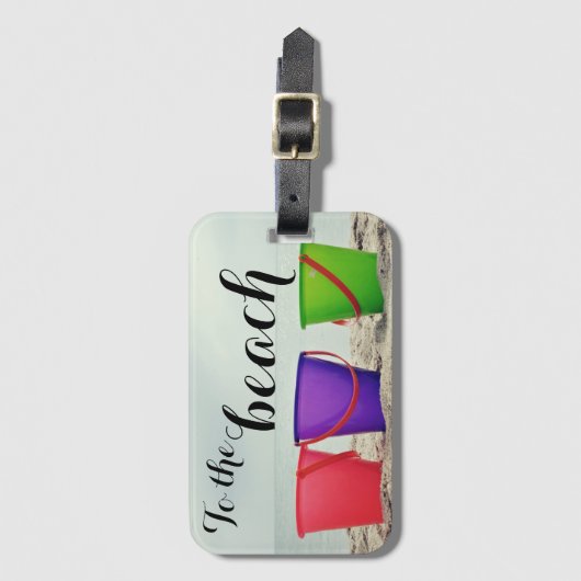 Zee, zand en pails bagagelabel (Voorkant (verticaal))