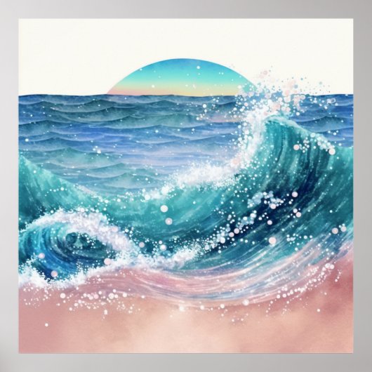 *~* Zee Zand Glitter AP60 Kustoceaan Beach Wave Poster (Voorkant)