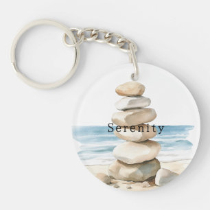 Zee Zand Rotsen Sereniteit Strand Droom Sleutelhanger