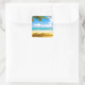 zee zandpalmen - strand vierkante sticker (Tas)